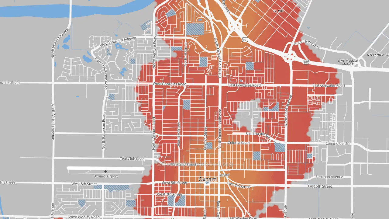 Transit Grade map of Carriage Square, Oxnard, CA