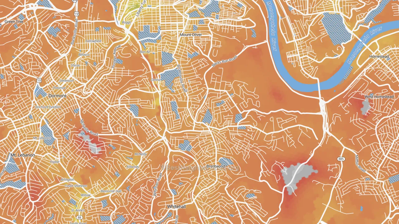Transit Grade map of Carrick, Pittsburgh, PA