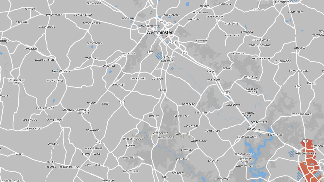 Transit Grade map of Carroll County, MD