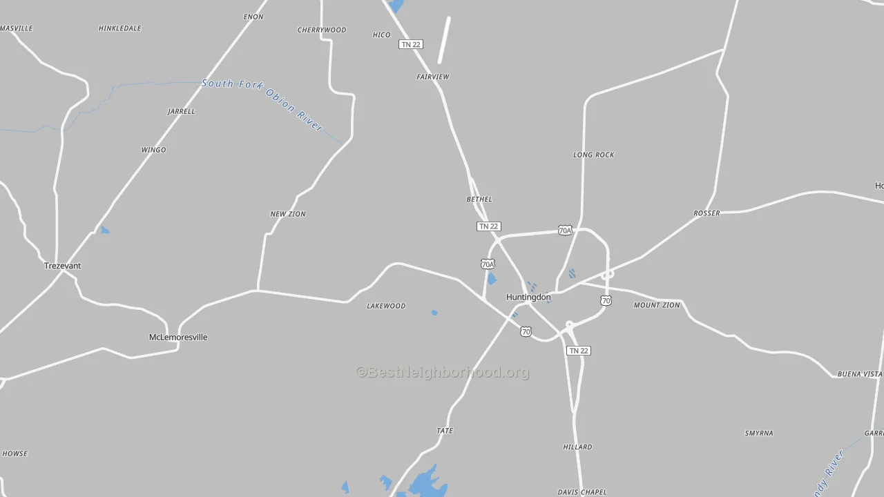 Transit Grade map of Carroll County, TN
