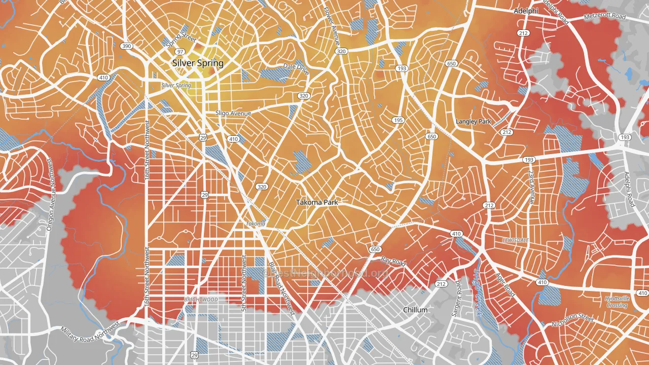 Transit Grade map of Carroll Manor, Takoma Park, MD