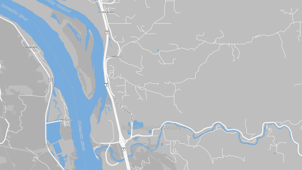 Transit Grade map of Carrolls, WA