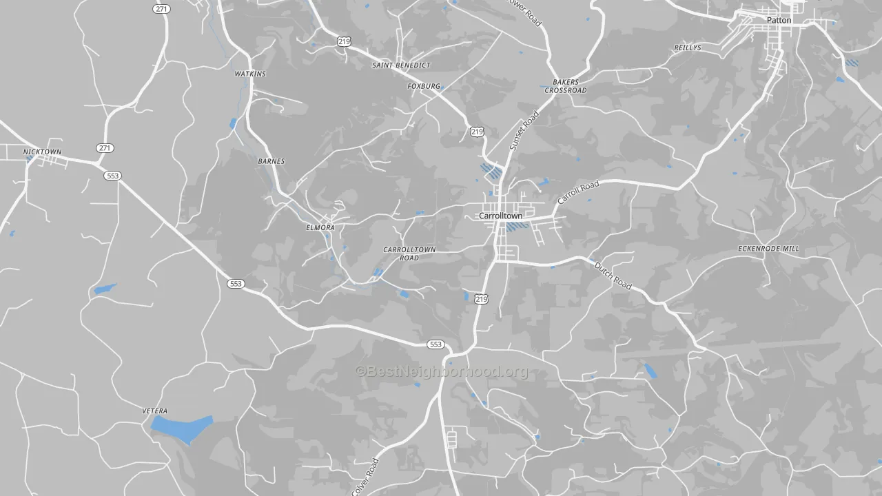 Transit Grade map of Carrolltown, PA