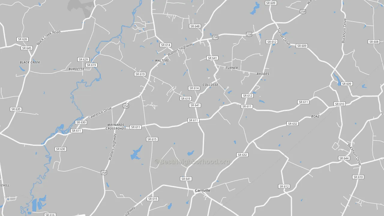Transit Grade map of Carrsville, VA