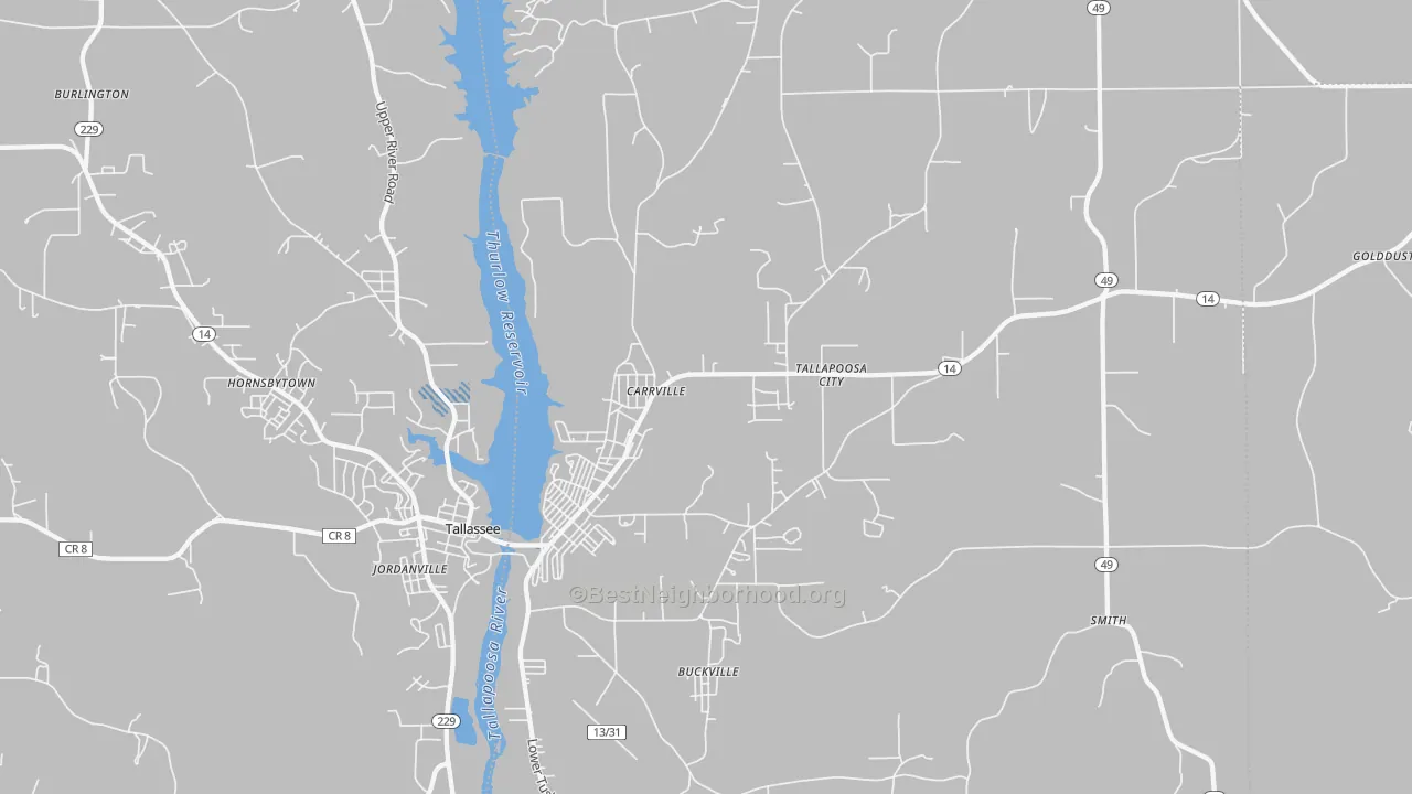 Transit Grade map of Carrville, AL