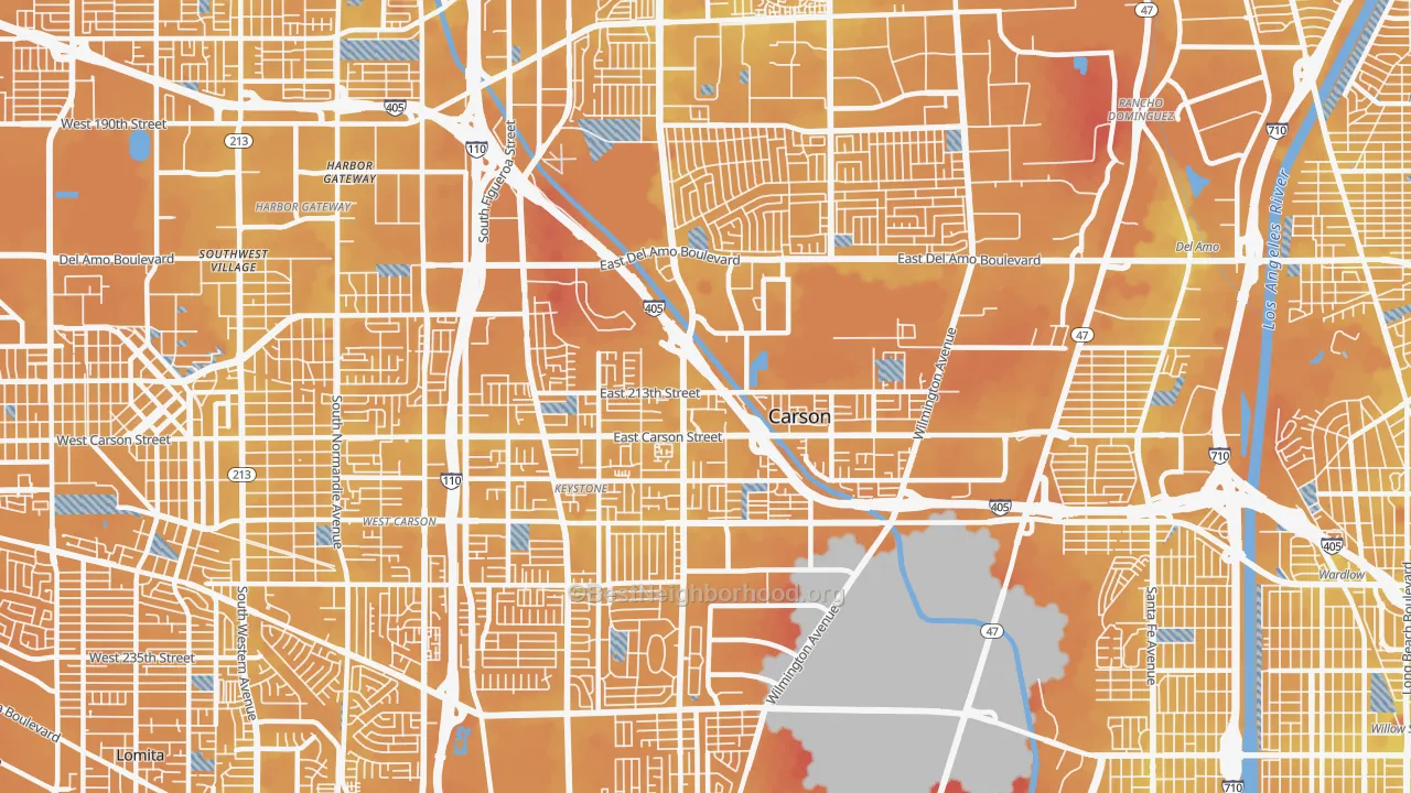 Transit Grade map of Carson, CA