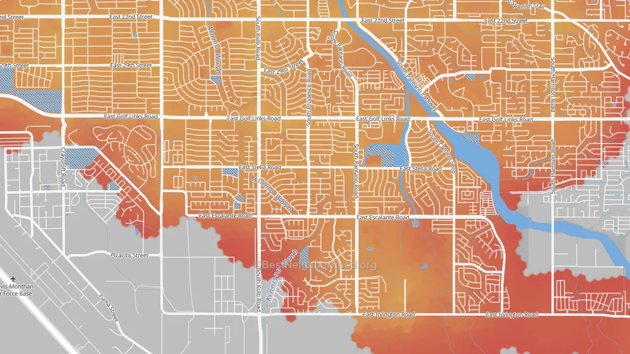 Transit Grade map of Carson Corner, Tucson, AZ