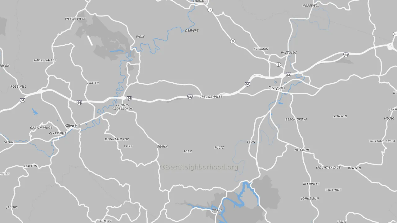 Transit Grade map of Carter County, KY