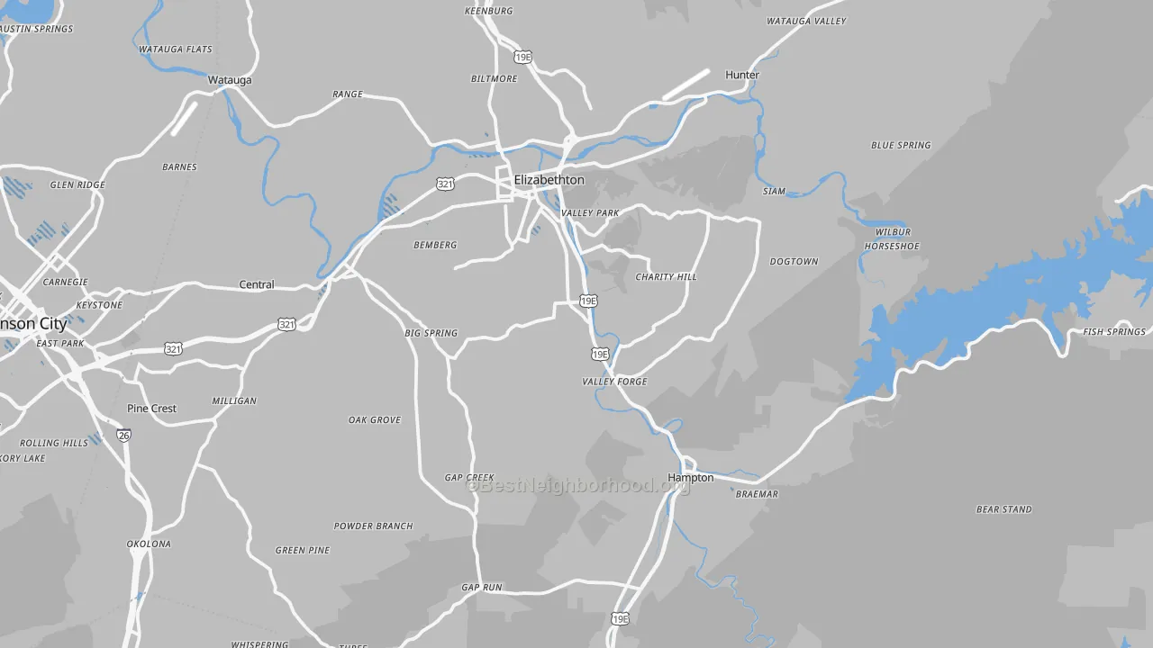 Transit Grade map of Carter County, TN