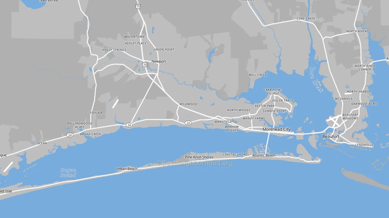 Transit Grade map of Carteret County, NC