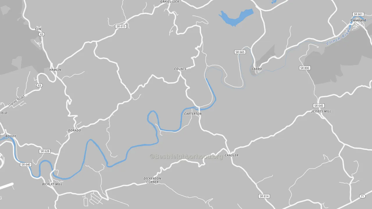 Transit Grade map of Carterton, VA