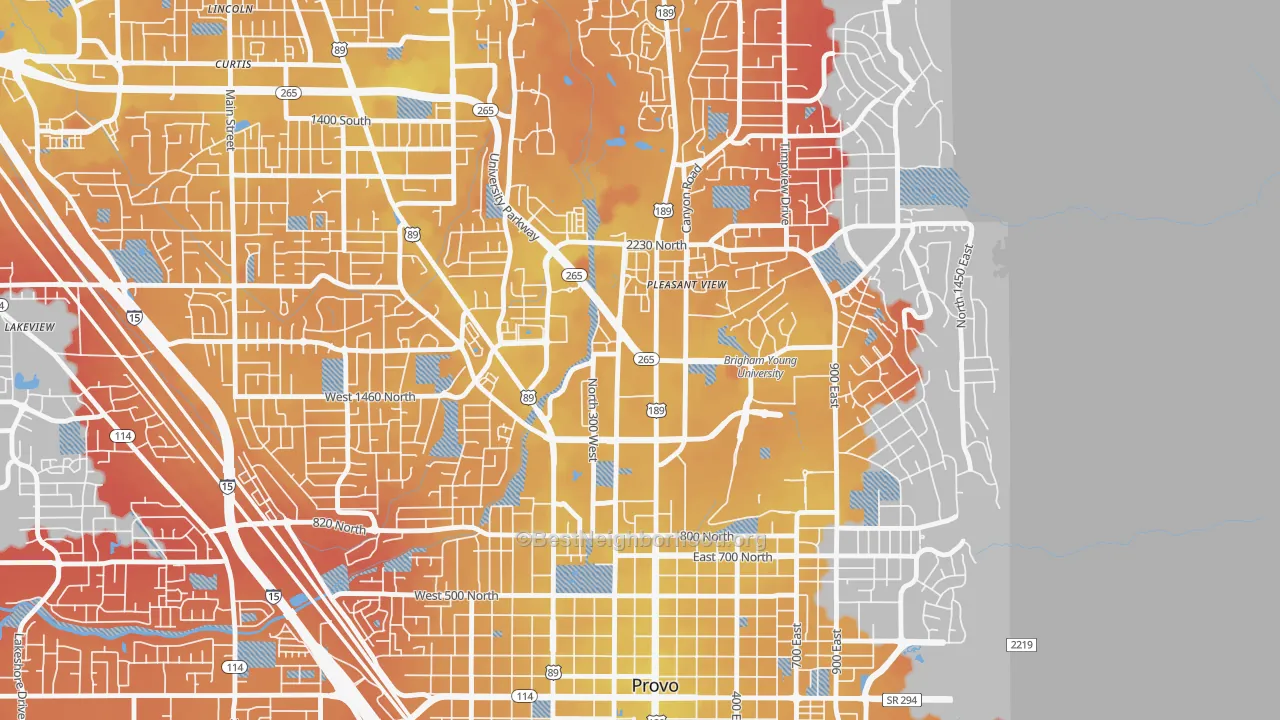 Transit Grade map of Carterville, Provo, UT