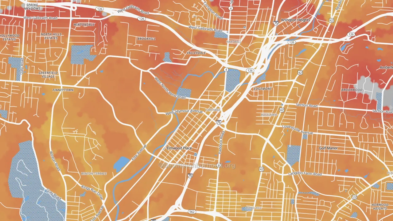 Transit Grade map of Carthage, Cincinnati, OH