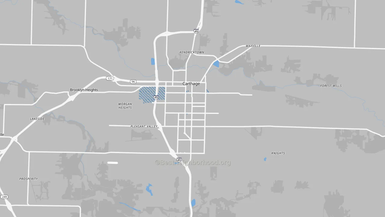 Transit Grade map of Carthage, MO