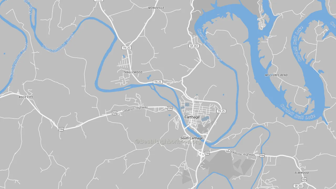 Transit Grade map of Carthage, TN