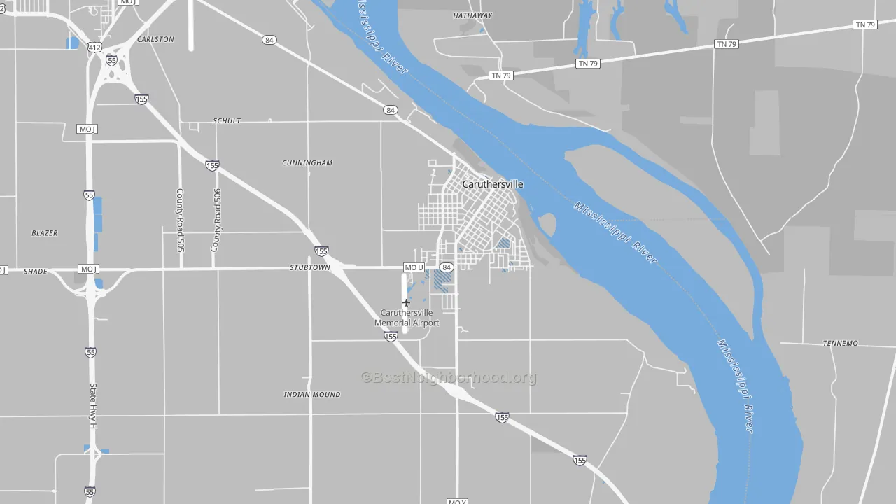 Transit Grade map of Caruthersville, MO