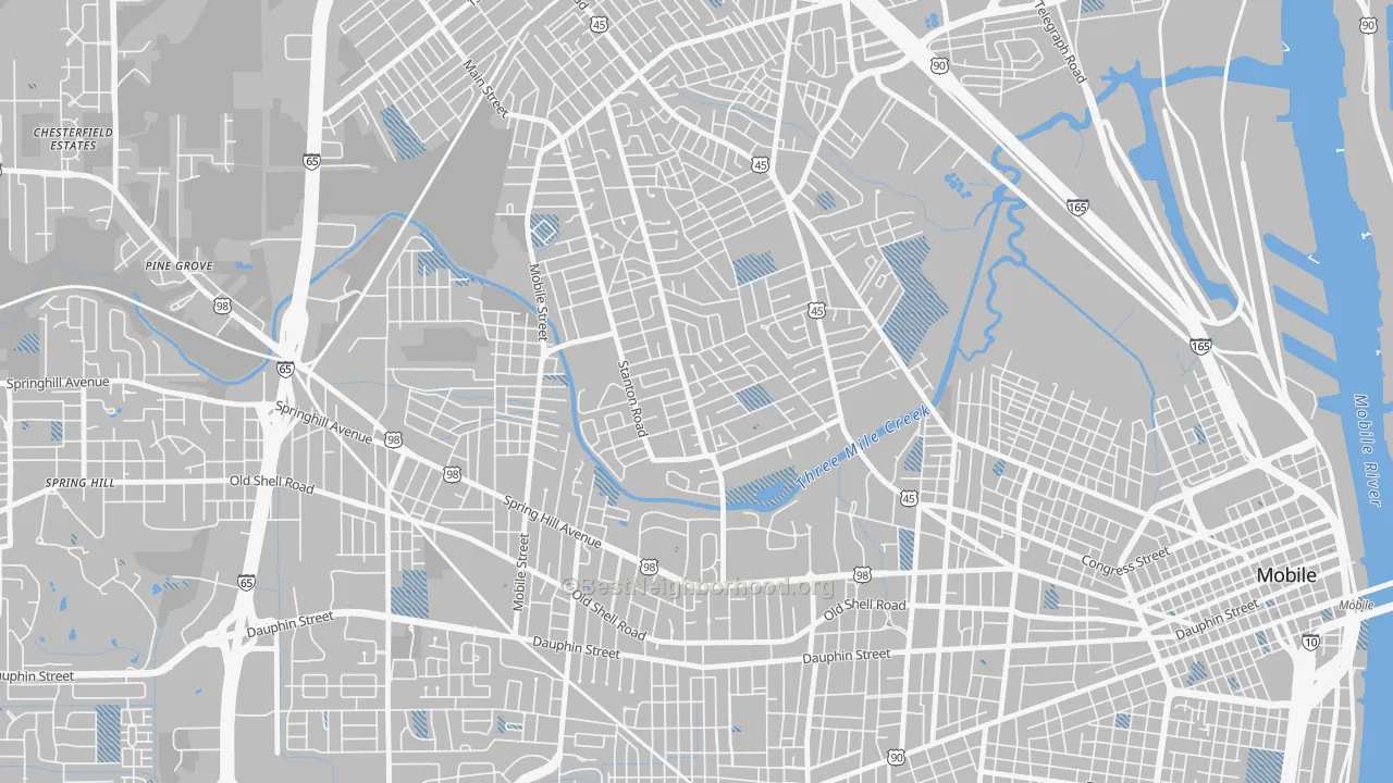 Transit Grade map of Carver, Mobile, AL