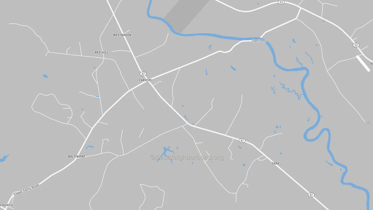 Transit Grade map of Carvers, NC