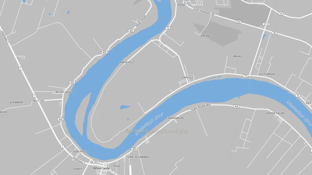 Transit Grade map of Carville, LA