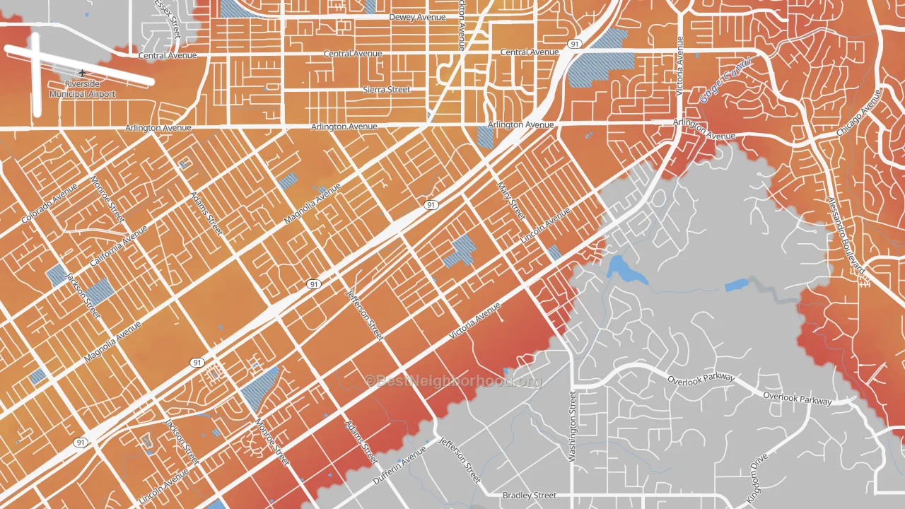 Transit Grade map of Casablanca, Riverside, CA