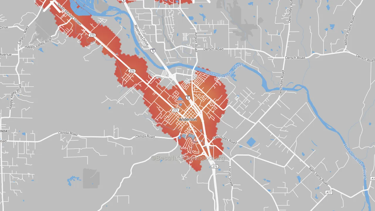 Transit Grade map of Cascade, Anderson, CA