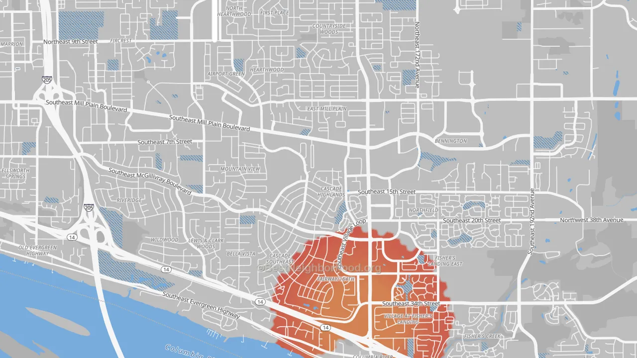 Transit Grade map of Cascade Highlands, Vancouver, WA