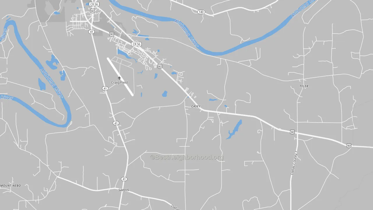 Transit Grade map of Casey, AL