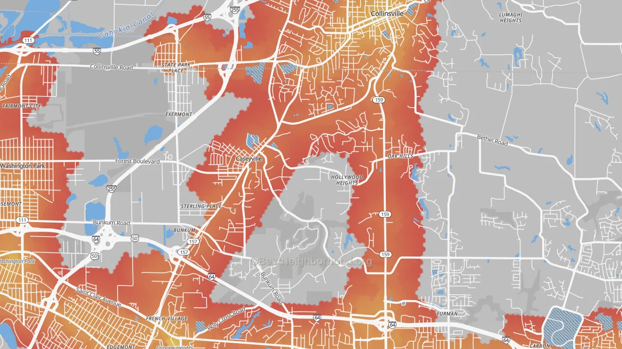 Transit Grade map of Caseyville, IL