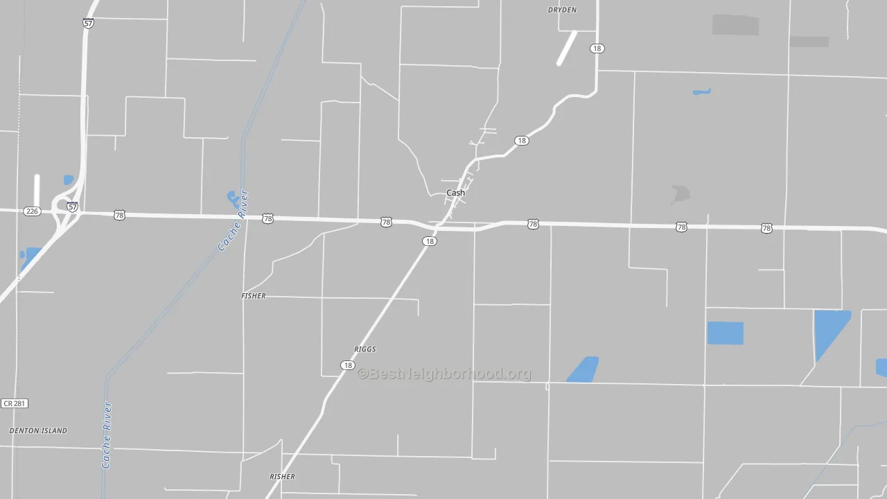 Transit Grade map of Cash, AR