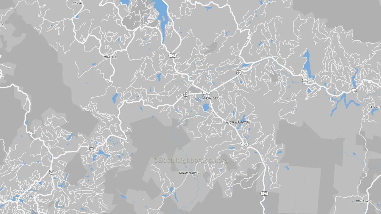 Transit Grade map of Cashiers, NC
