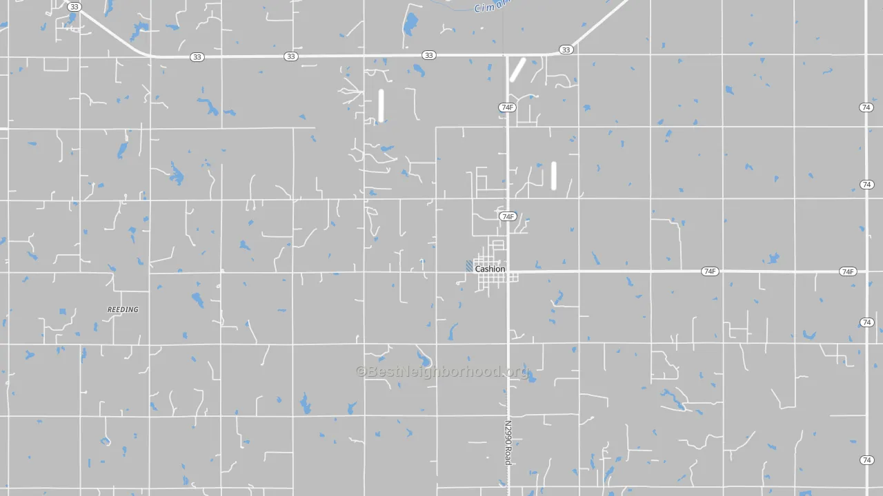 Transit Grade map of Cashion, OK