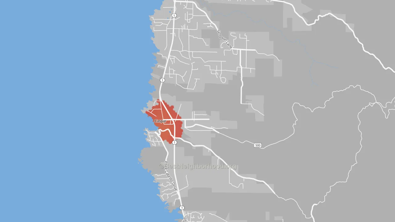 Transit Grade map of Caspar, CA