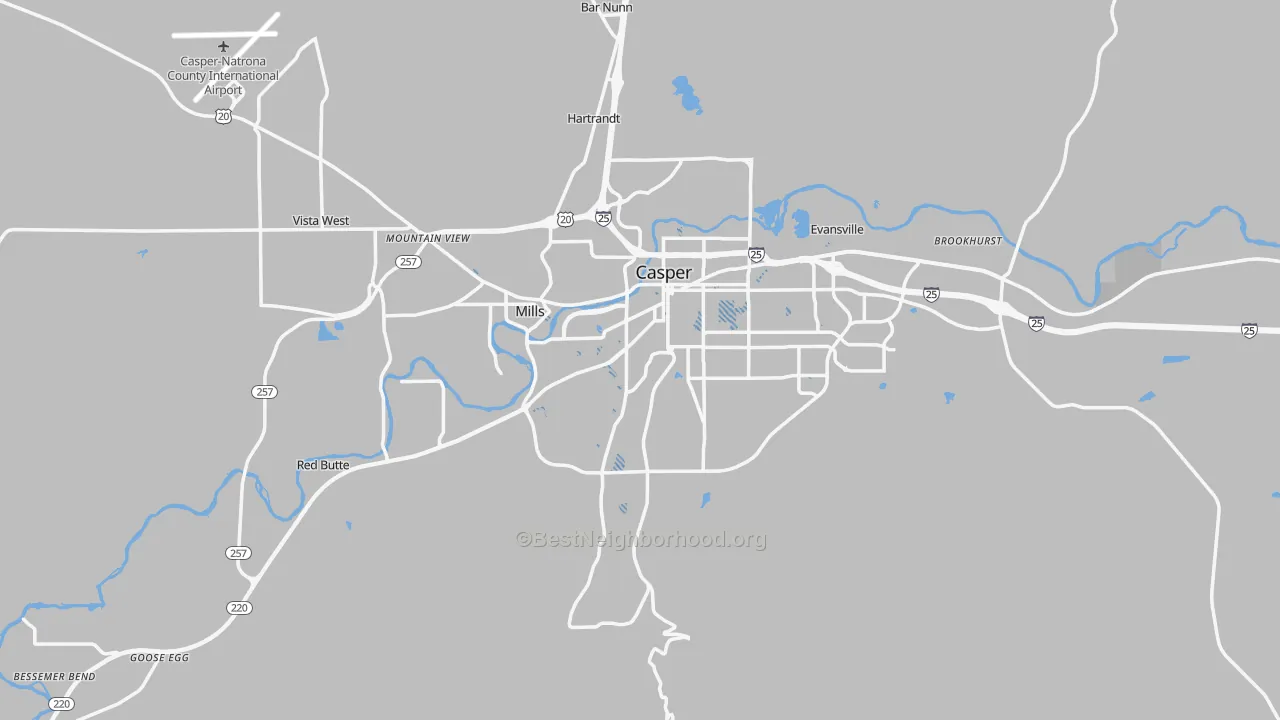 Transit Grade map of Casper, WY