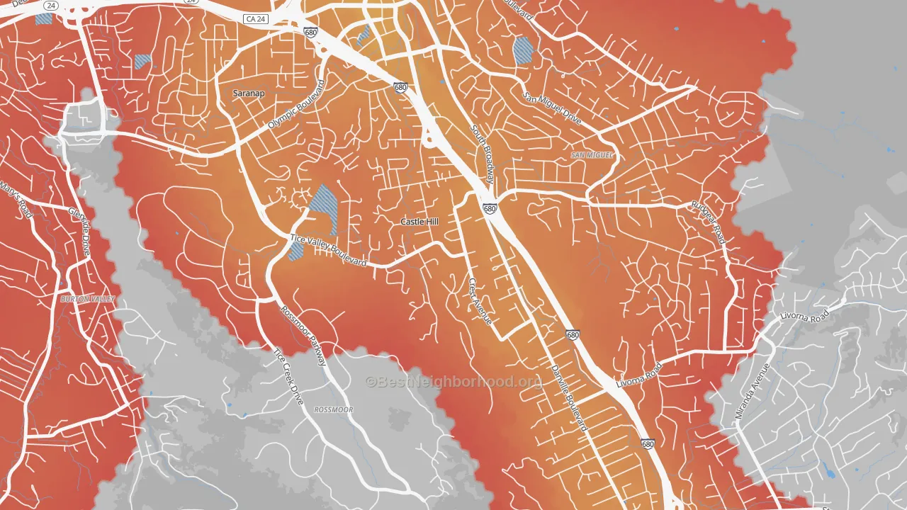 Transit Grade map of Castle Hill, CA