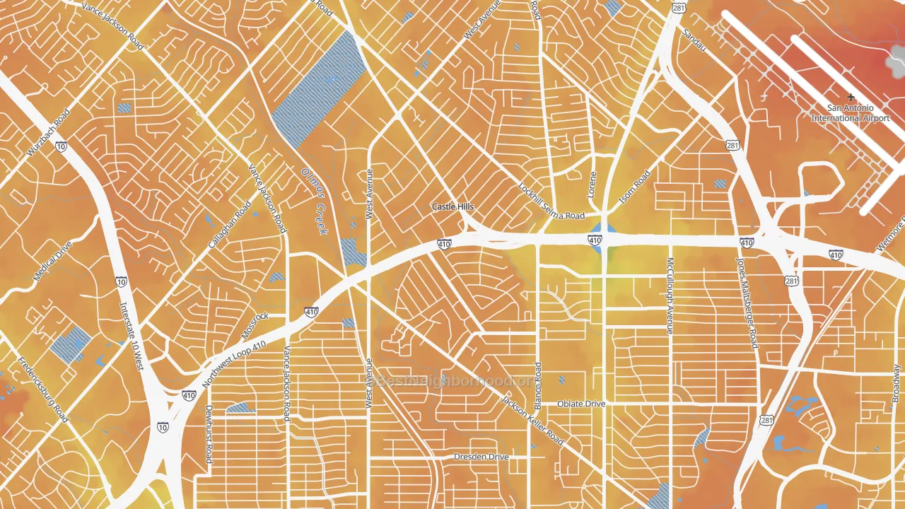Transit Grade map of Castle Hills, TX