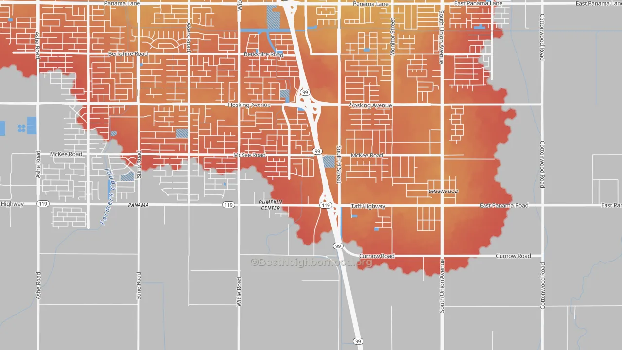 Transit Grade map of Castle Ranch, Bakersfield, CA