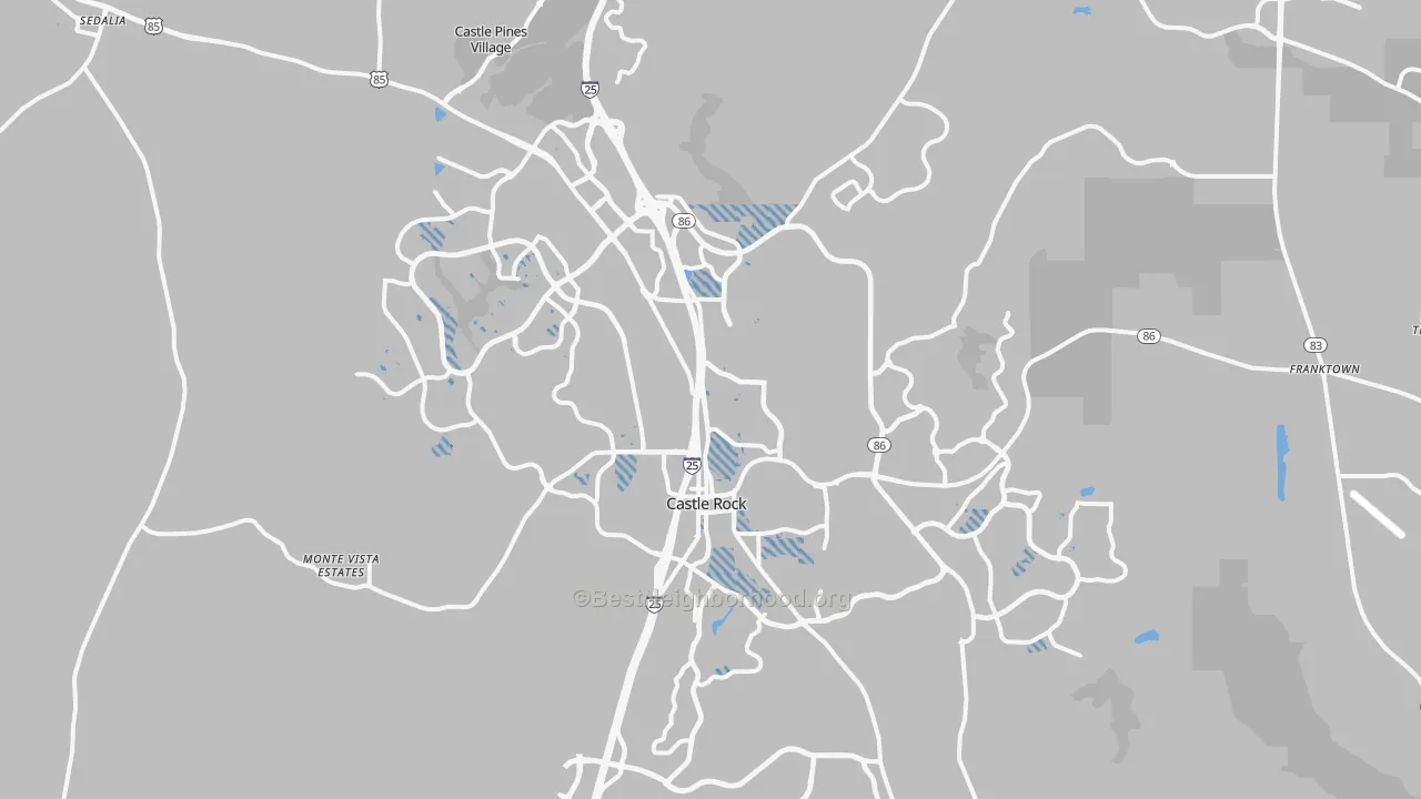 Transit Grade map of Castle Rock, CO