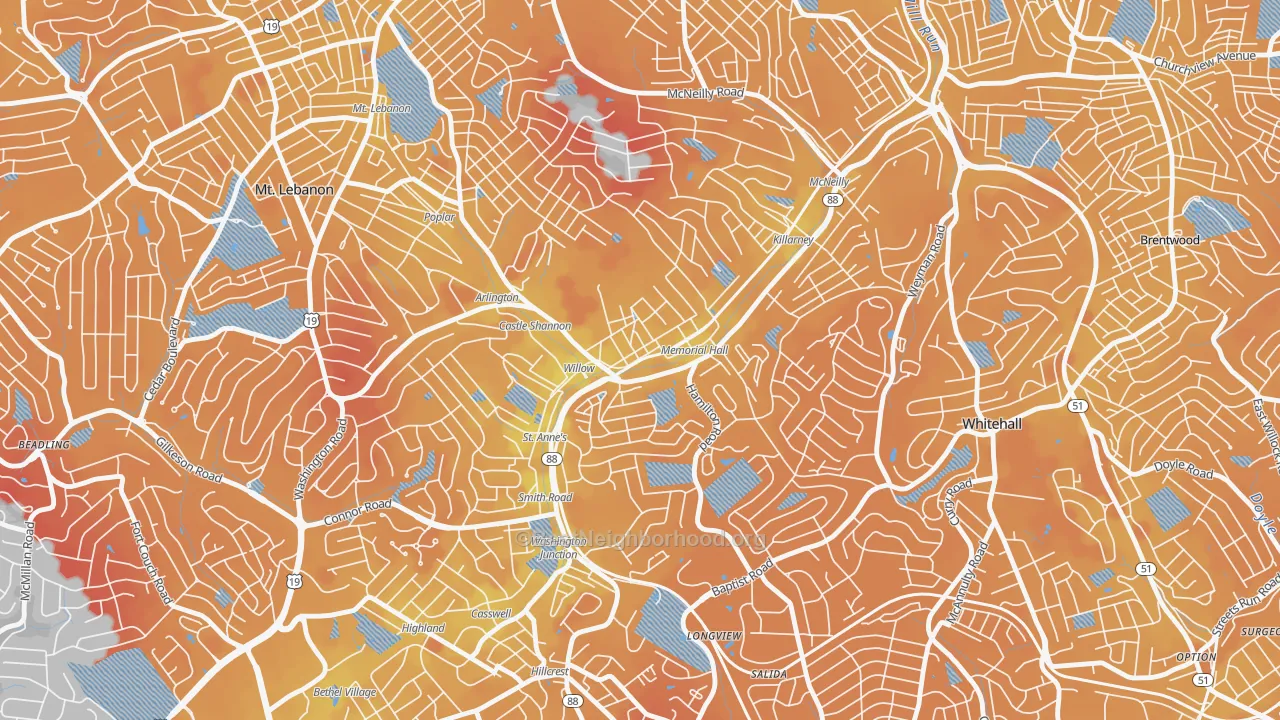 Transit Grade map of Castle Shannon, PA