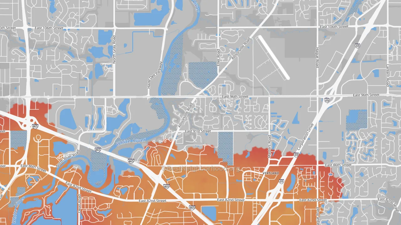 Transit Grade map of Castleton, Indianapolis, IN