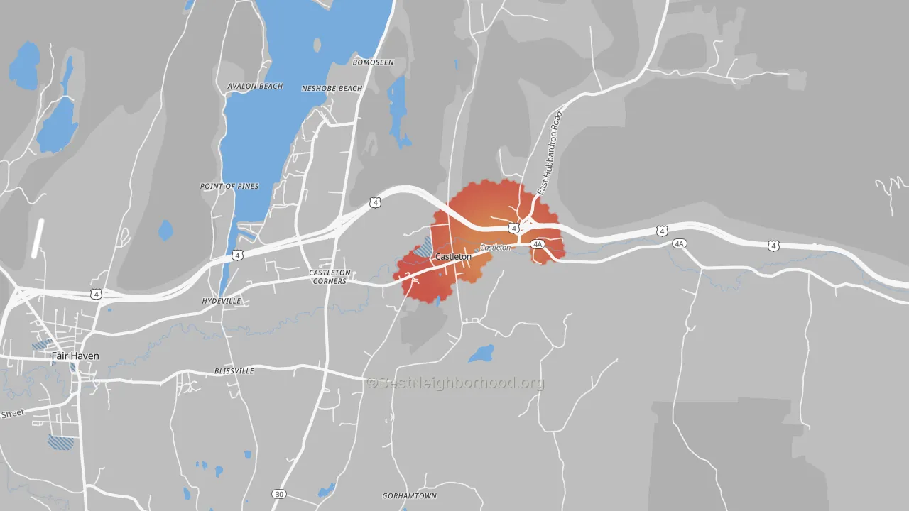Transit Grade map of Castleton, VT