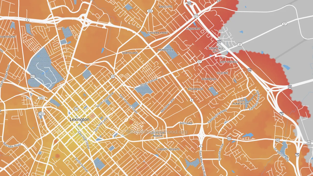 Transit Grade map of Castlewood Park, Lexington, KY