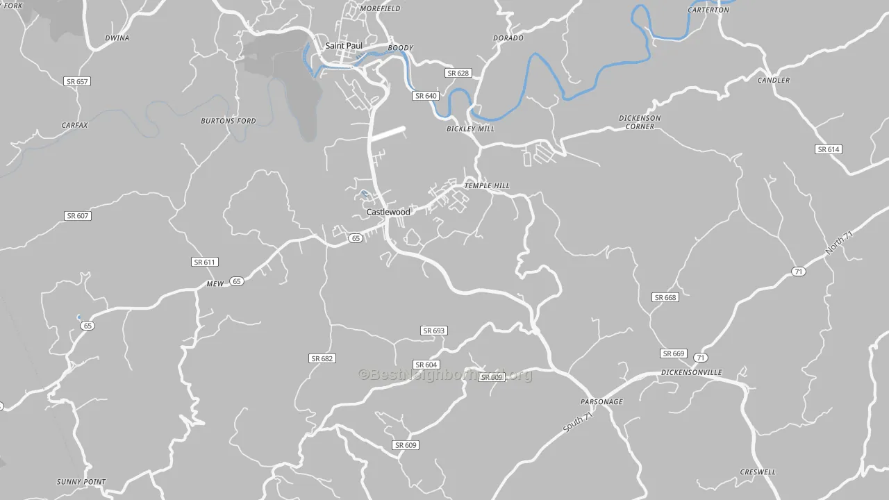 Transit Grade map of Castlewood, VA