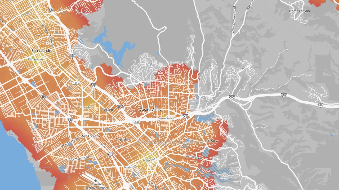 Transit Grade map of Castro Valley, CA