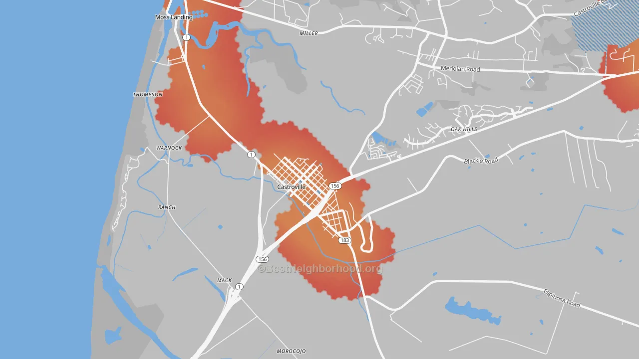 Transit Grade map of Castroville, CA