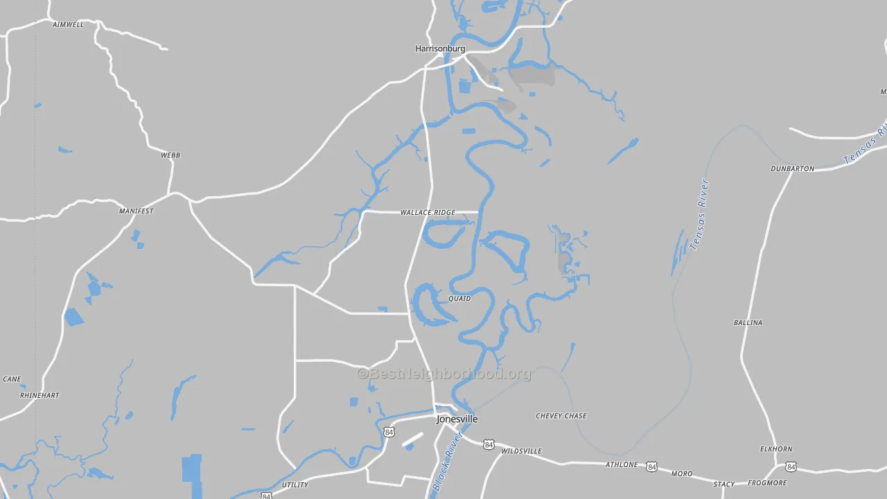 Transit Grade map of Catahoula Parish, LA