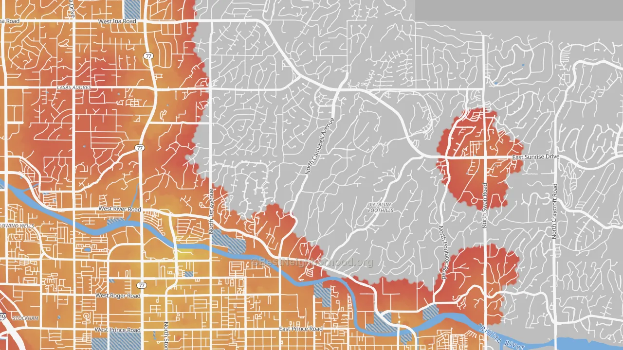 Transit Grade map of Catalina Foothills Estates, Catalina Foothills, AZ