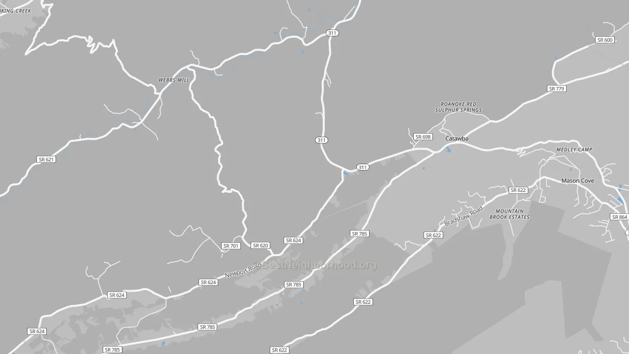 Transit Grade map of Catawba, VA