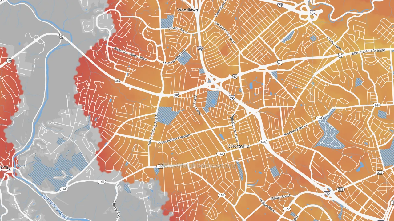 Transit Grade map of Catonsville Heights, Catonsville, MD