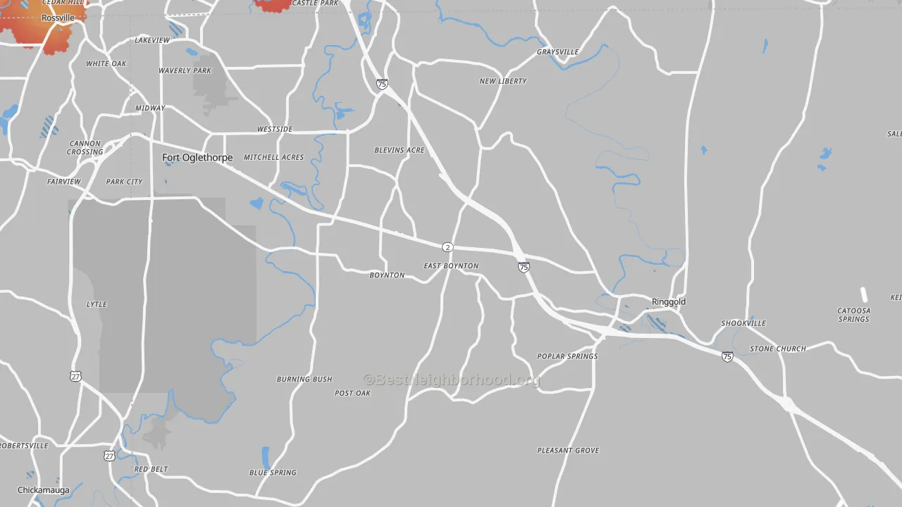 Transit Grade map of Catoosa County, GA