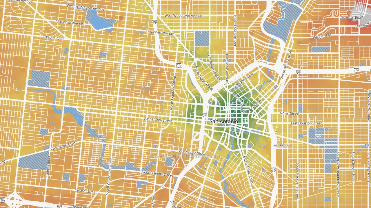 Transit Grade map of Cattleman Square, San Antonio, TX